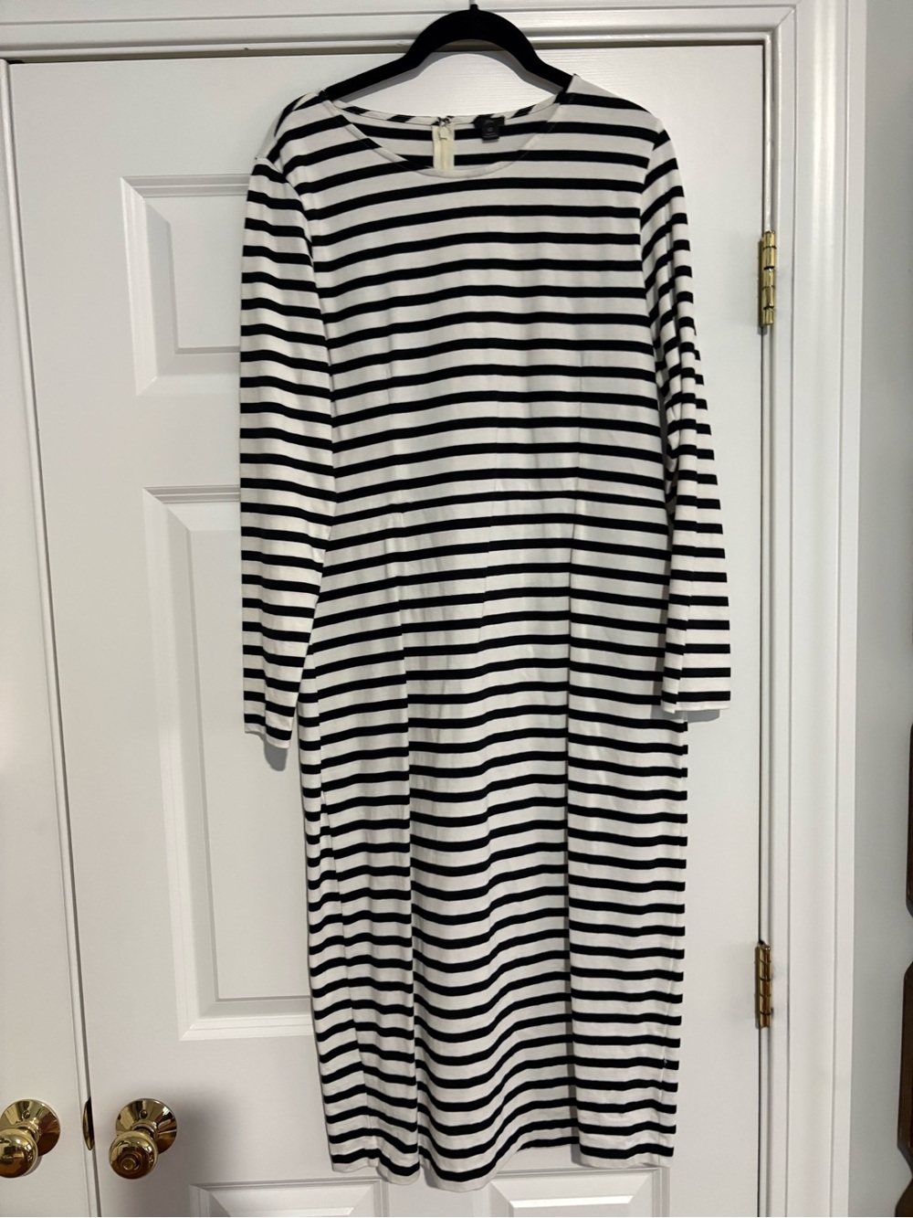 J. Crew Navy and White Striped Midi Dress